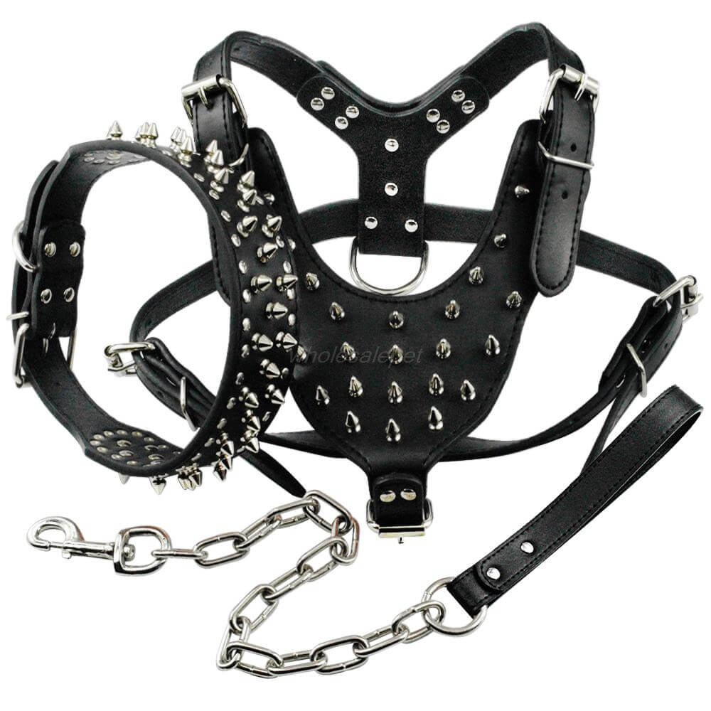 Pawsitively Stylish: Adorable Spiked Studded Leather Dog Harnesses