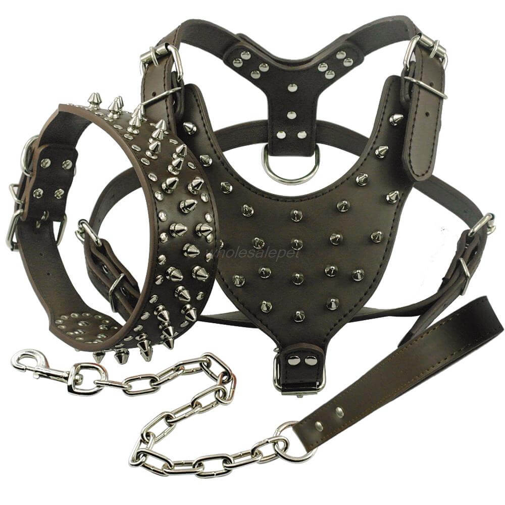 Pawsitively Stylish: Adorable Spiked Studded Leather Dog Harnesses