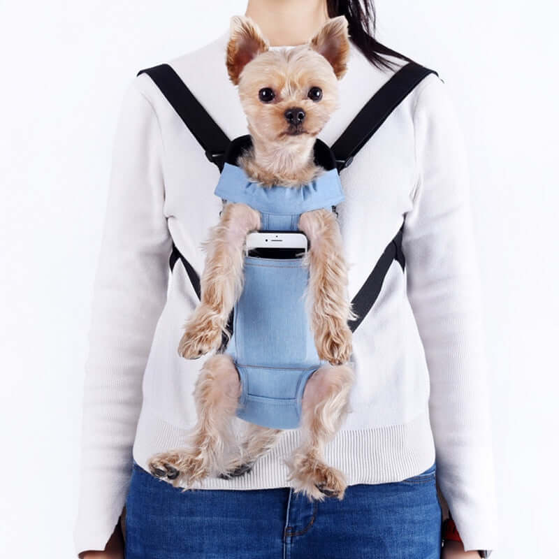 Stylish Denim Dog Backpack for Outdoor Adventures - Travel in Style