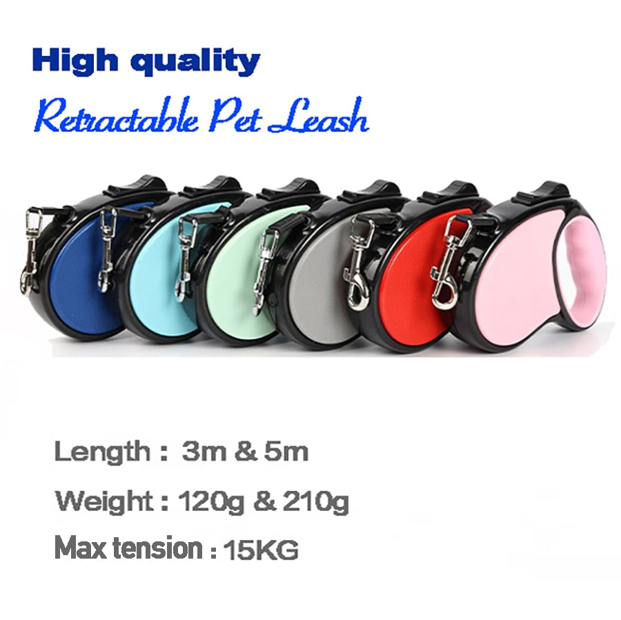 Automatic Durable Nylon Dog Lead Extending Puppy Walking Running Leads For Small Medium Dogs